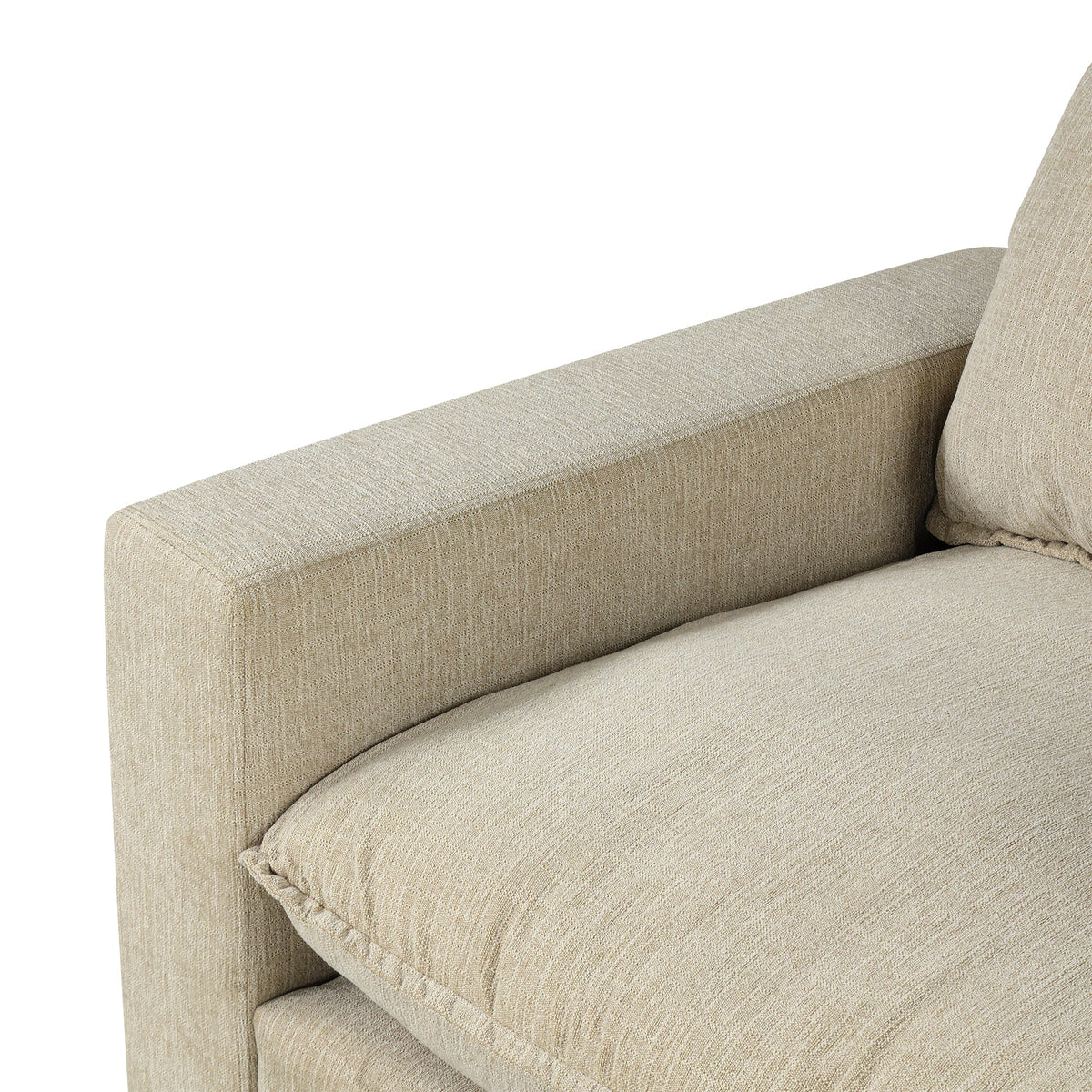 128" Sectional Sofa Cloud Sofa Chenille Upholstered Sofa  Couch With Movable Ottoman, Comfortable Seat Cushions, Chargin