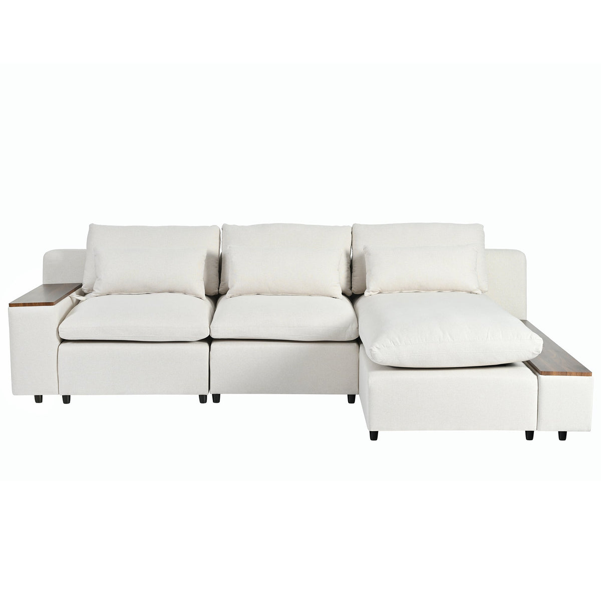 Sofá modular en forma de L con cojines de respaldo extraíbles, 3 almohadas y 2 espacios de almacenamiento, adecuado para salas de estar, ofi