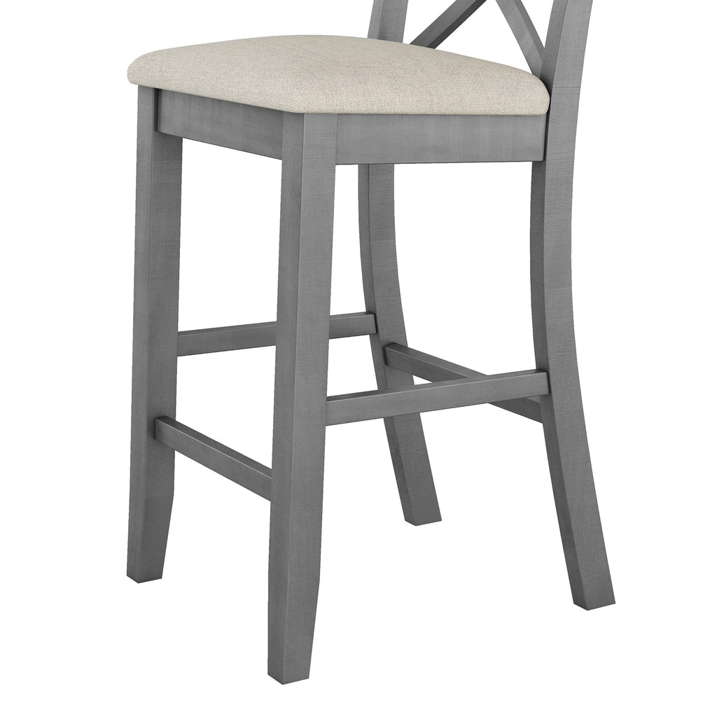 Farmhouse 48"Rectangular Wood Bar Height Dining Set Kitchen Breakfast Nook With 2 Chairs for Small Places,Gray