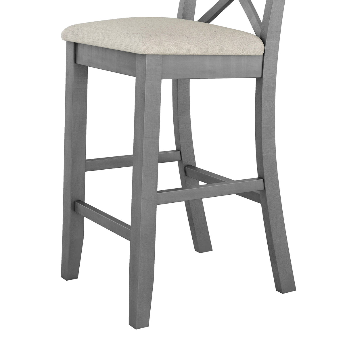 Farmhouse 48"Rectangular Wood Bar Height Dining Set Kitchen Breakfast Nook With 2 Chairs for Small Places,Gray