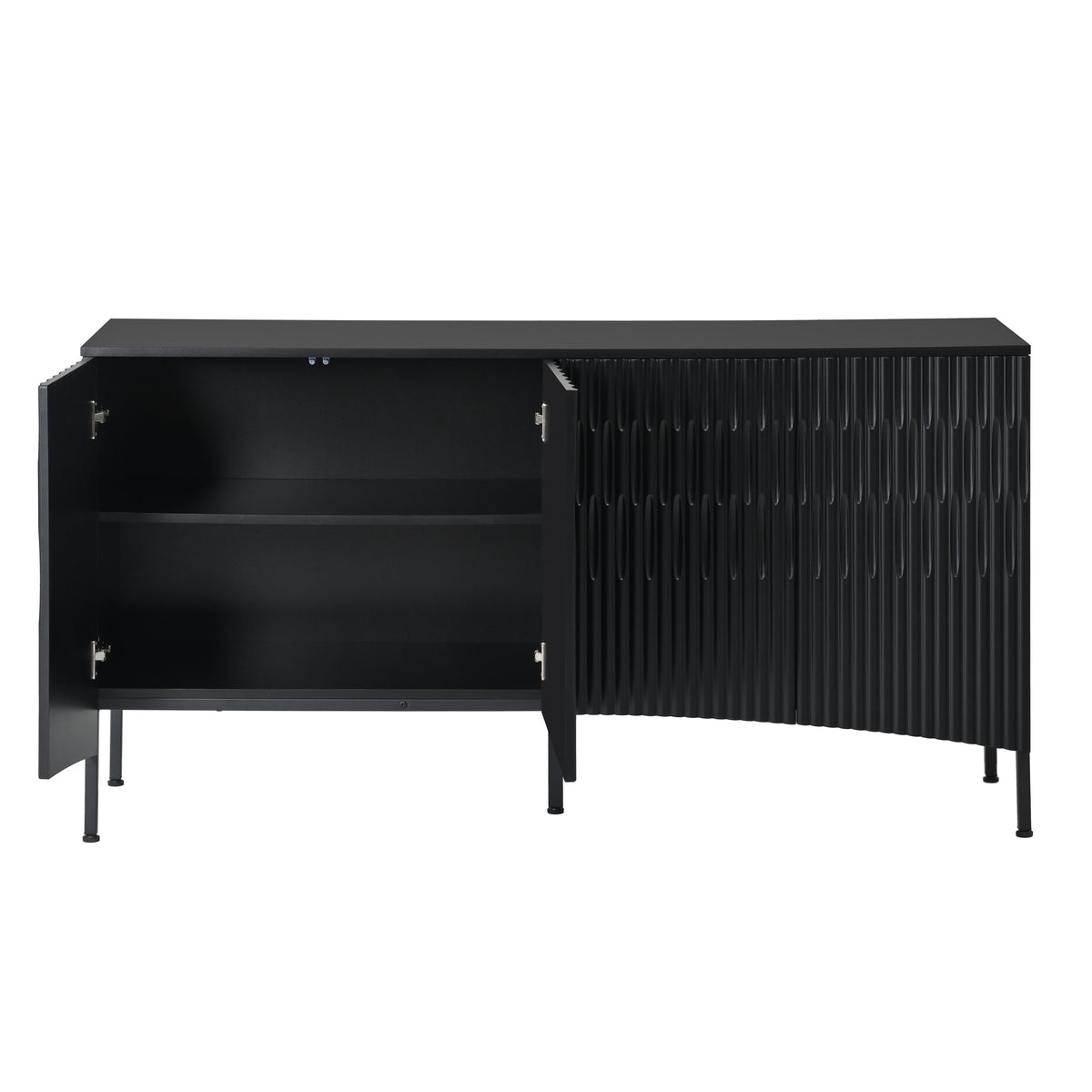 Elegant Sideboard Featuring Curved Bottom Doors With Arched Groove Design in a Stylish Four-Door Layout,Suitable for Liv