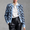 Women's Leopard-print Jacquard Knit Cardigan Sweater