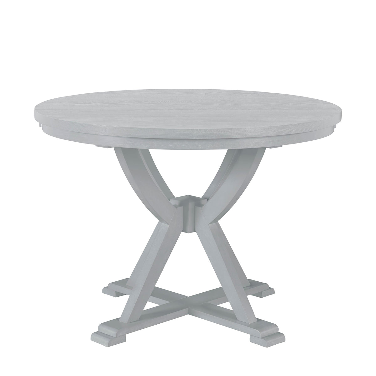 Mid-Century 5-Piece Extendable Round Dining Table Set With 15.7" Removable Leaf and 4 Cross Back Dining Chairs, Grey