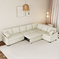 124.8"l-Shaped Sofa Convertible Sofa Bed Pull Out Sofa Sleeper With Two Back Pillows, Two USB Ports and Two Power Socket