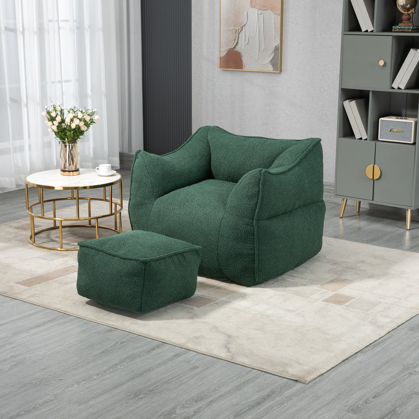 Sillón tipo puff, sofá perezoso/reposapiés, cómodo y duradero, sillón puff con respaldo alto para adultos y niños, para interiores y