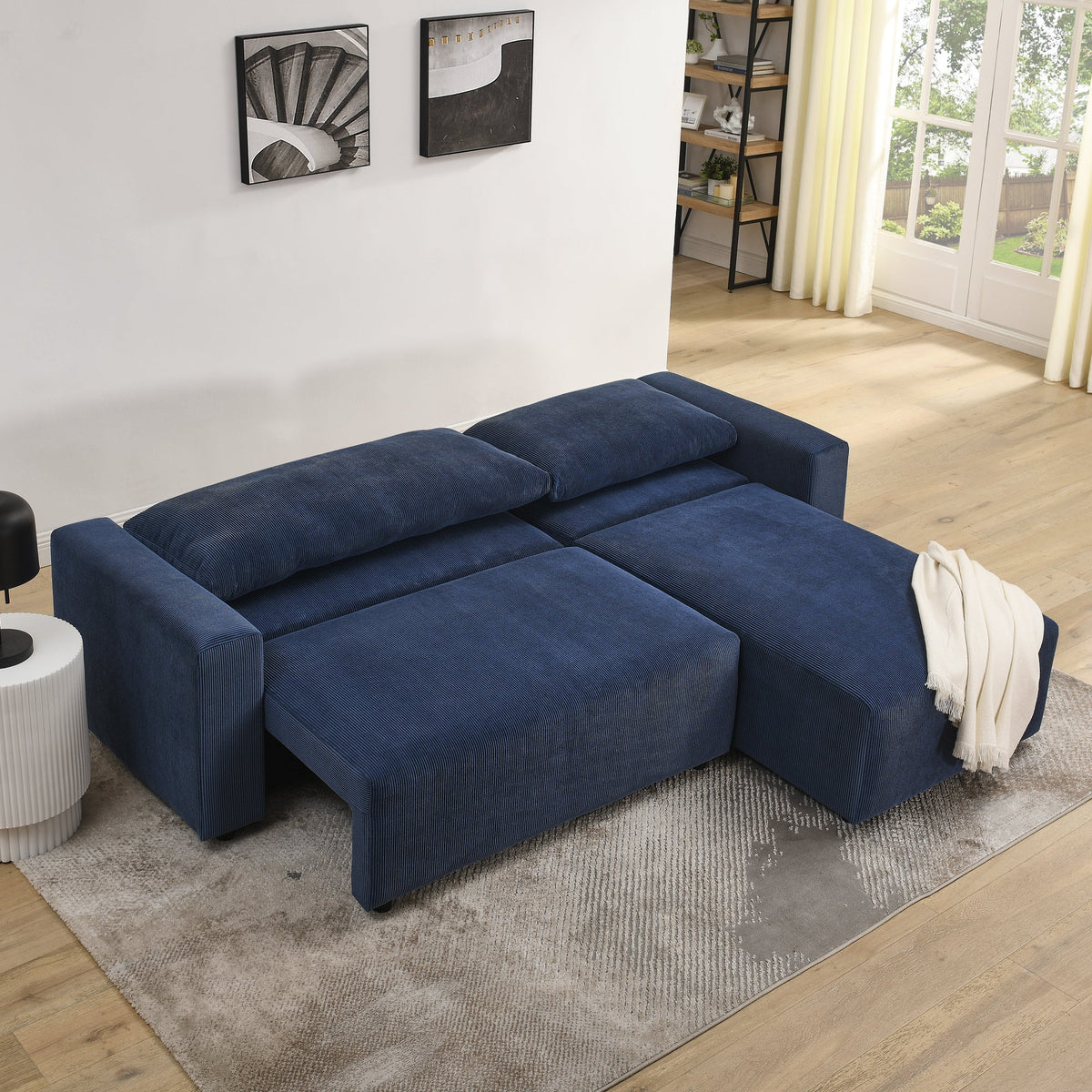Modular Corduroy Upholstered 3 Seater Sofa Bed With Storage for Home Apartment Office Living Room, Free Combination, L S