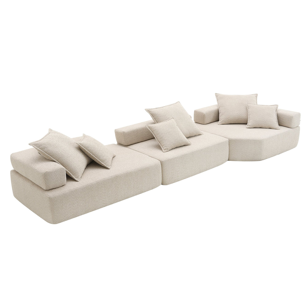 Sofá seccional modular de gran tamaño, lujoso conjunto de sofá de suelo de bouclé, sofá cama convertible, espacioso sofá cama relleno de espuma