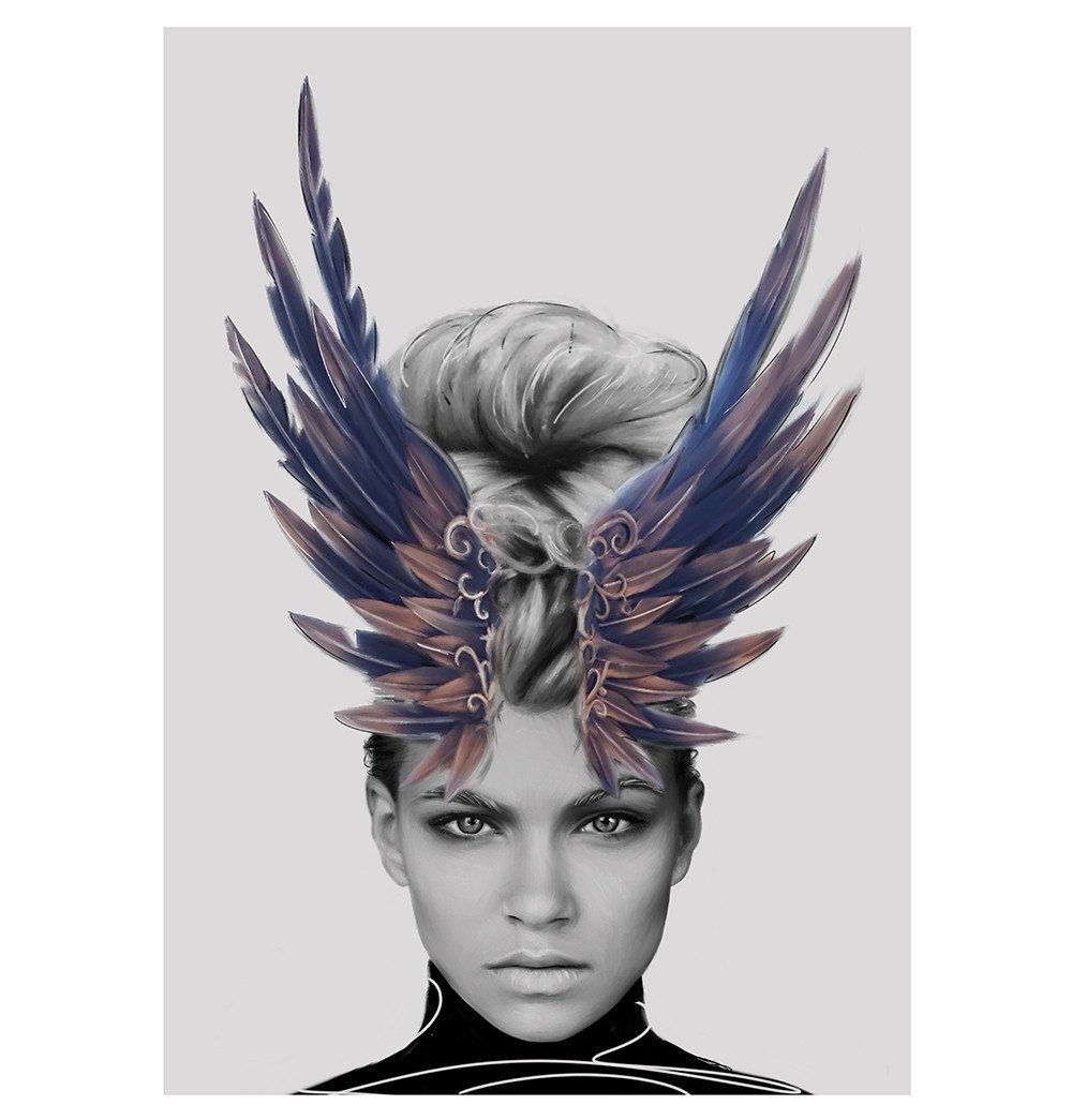 Estampado de corona de plumas