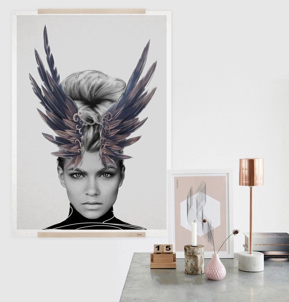 Estampado de corona de plumas