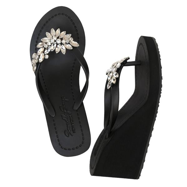 Bloom Crystal Wedge Sandals – Handcrafted in New York: Manhattan High Wedge Flip Flops Sandal