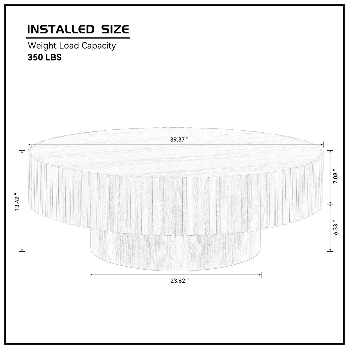 BLACK MDF Coffee Table 39.37inch Modern Handcraft Drum Coffee Table Round Wood Coffee Table for Living Room, Apartment