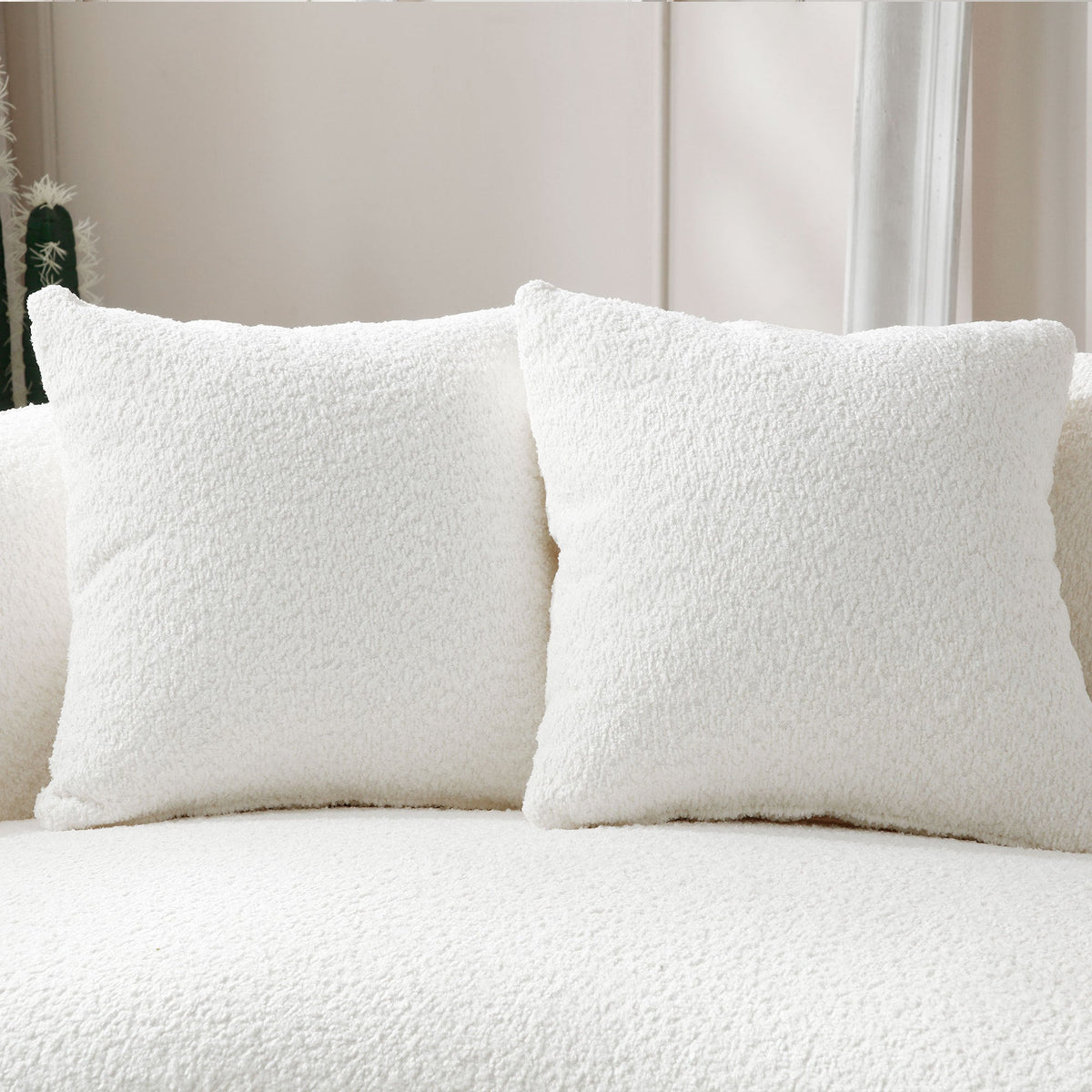 102'' 5-Sitzer Bouclé-Sofa Modernes Ecksofa Halbmond Freizeitcouch Gebogenes Sofa Teddy-Fleece Samt WEISS