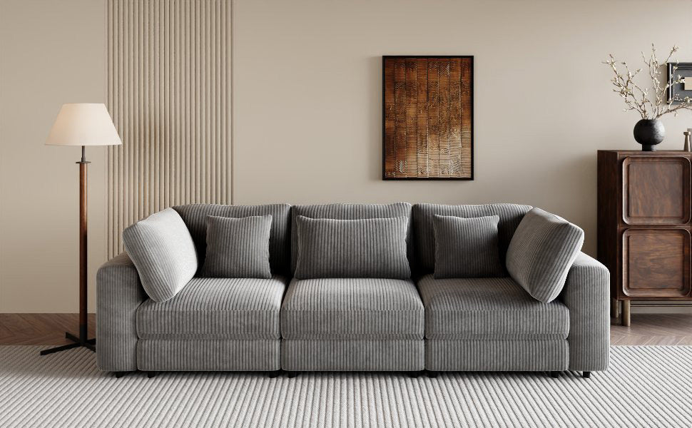 105'' 3 Seater Sofa With Removable Back Cushions and 5 Pillows , for Living Room, Apartment, Spacious Space