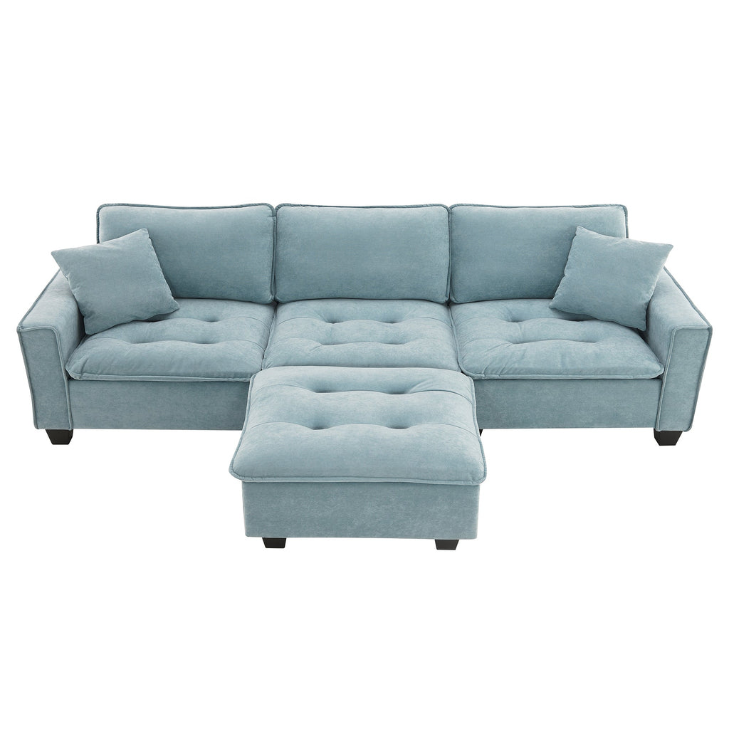 Sofá seccional convertible moderno de 100*59", sofá en forma de L reversible con cojines gratis, sofá cama de terciopelo de gamuza de 4 plazas
