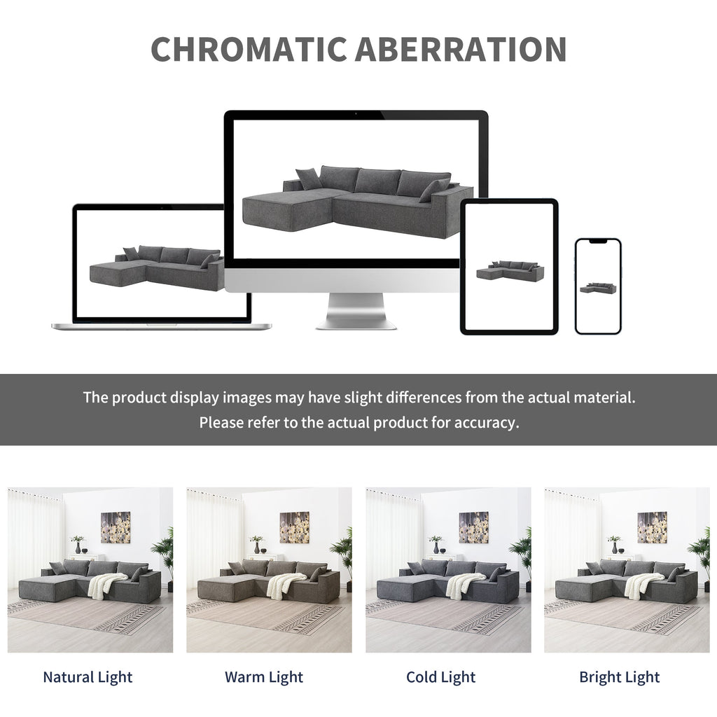 111.5*72"Minimalist Style Modular Sectional Sofa,Wrinkle-Resistant Chenille Couch Set,L-Shaped Sleeper Sofa Bed for Livi