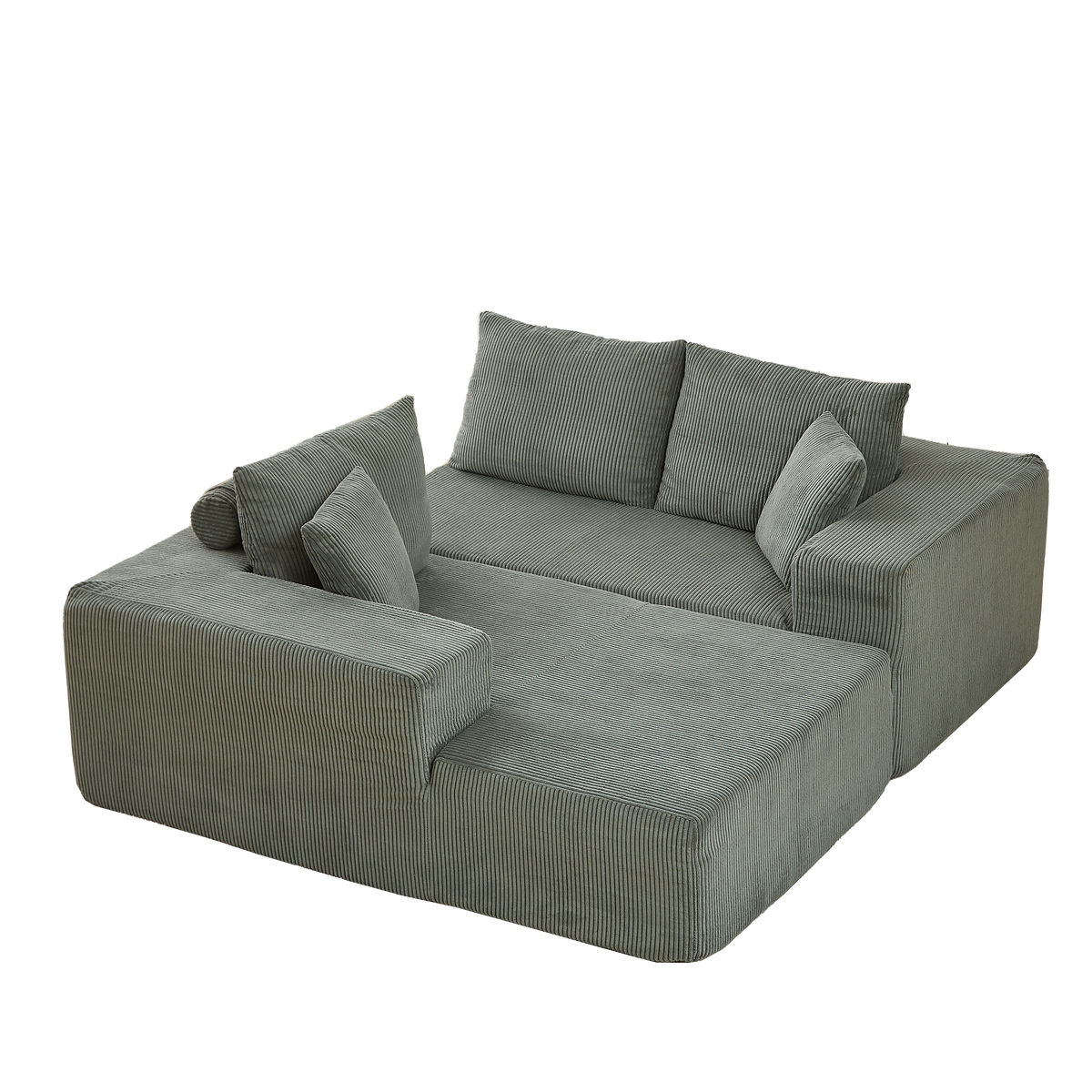 Modern Corduroy Upholstered Sectional Sofa Couch Set,Modular 108" L Shaped Sectional Living Room Sofa Set With 5 Pillows