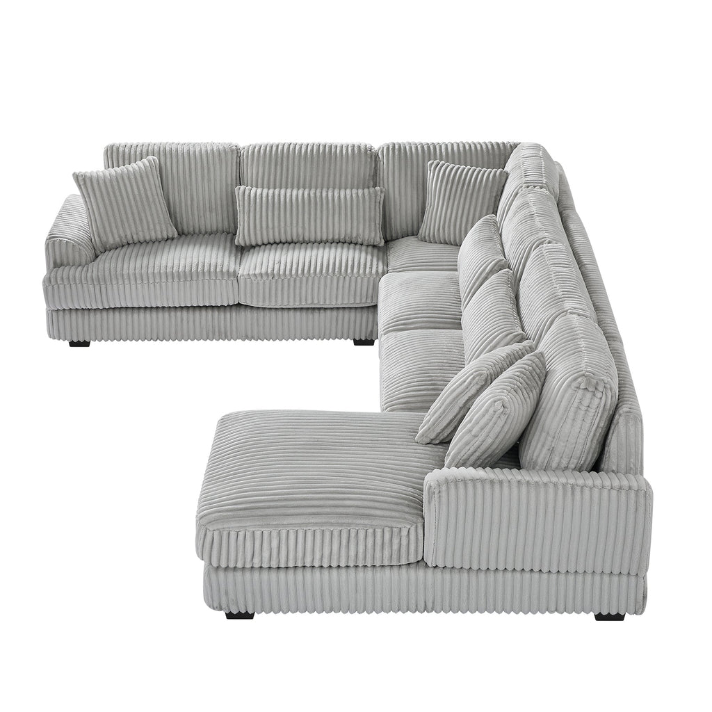 129" Oversized Sectional Sofa U-Shaped Sofa Couch Modern Sofa Upholstered in Soft Corduroy With a Chaise Lounge for Livi