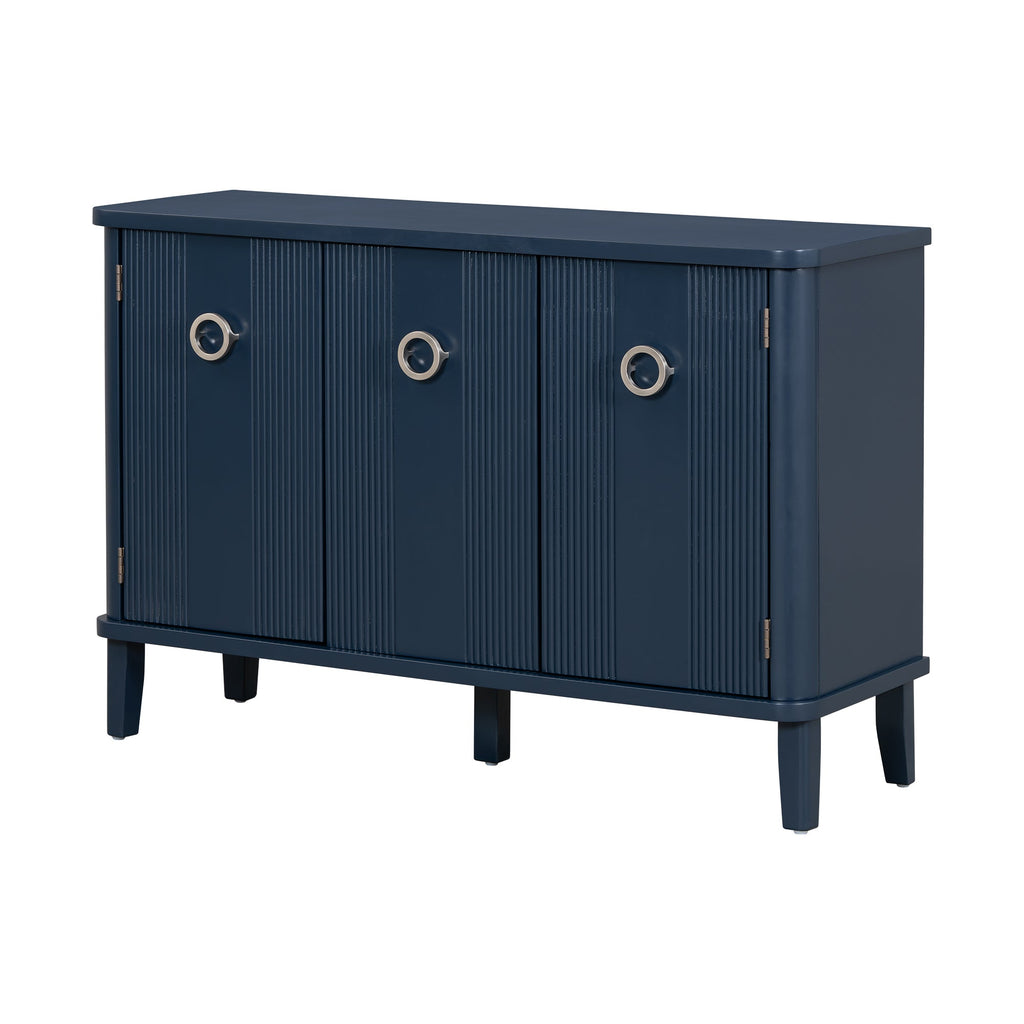 Simple and Atmospheric Solid Wood Veneer Fraxinus Mandschuric Cabinet With Three Acacia Solid Doors,Adjustable, Suitable