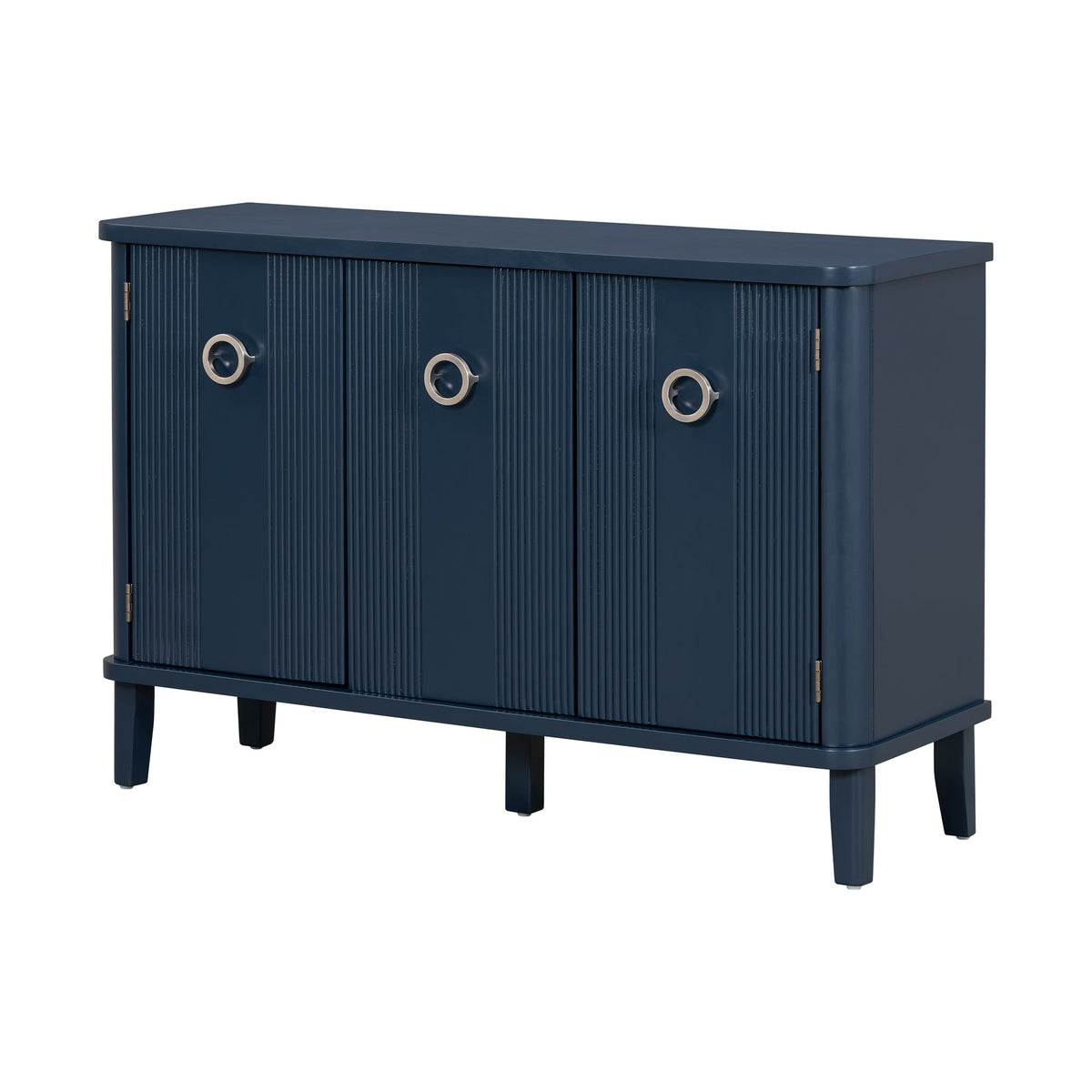 Simple and Atmospheric Solid Wood Veneer Fraxinus Mandschuric Cabinet With Three Acacia Solid Doors,Adjustable, Suitable