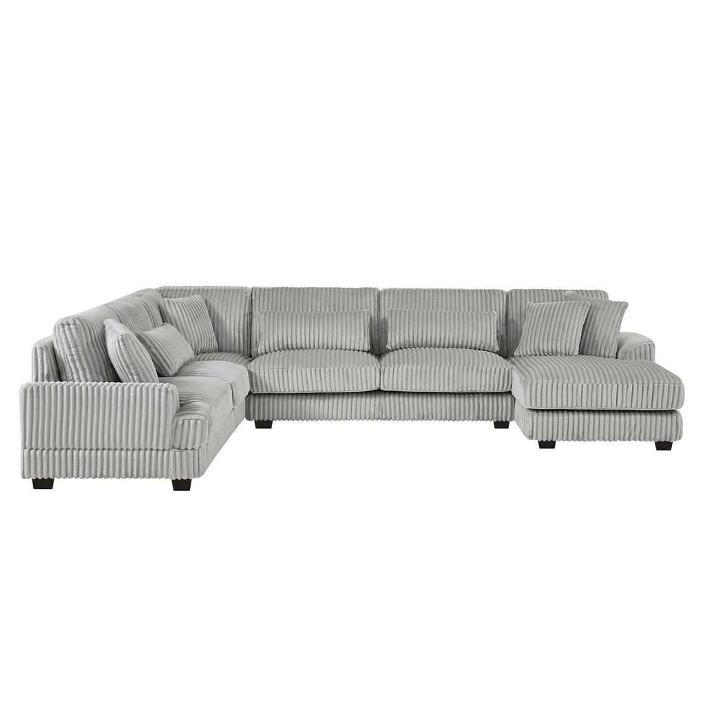 129" Oversized Sectional Sofa U-Shaped Sofa Couch Modern Sofa Upholstered in Soft Corduroy With a Chaise Lounge for Livi
