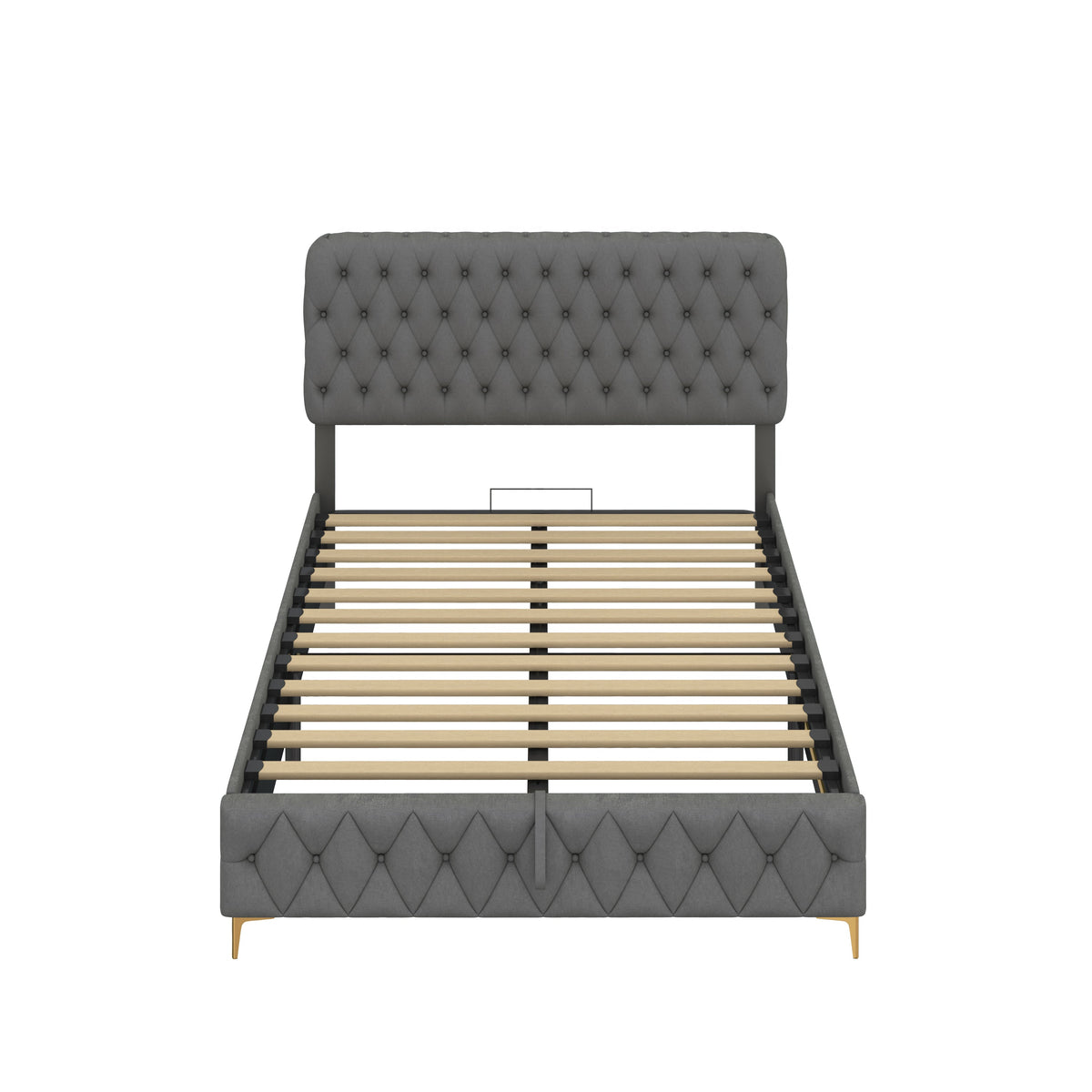 Queen Platform Bed Frame With Pneumatic Hydraulic Function, Velvet Upholstered Bed With Deep Tufted Buttons, Lift Up Sto