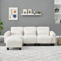 The 84.6-Inch Beige Teddy Fleece Creative Sofa Can Be Assembled Into a Two-Seater Sofa Plus a Single Couch With Three Wa