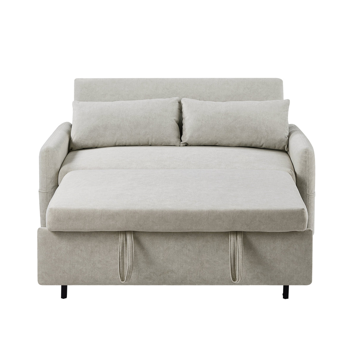 55.1" Pull Out Sleep Sofa Bed Loveseats Sofa Couch With Adjsutable Backrest, Storage Pockets, 2 Soft Pillows, USB Ports