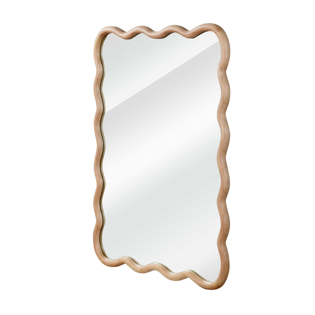 30'x40' Wavy Rectangle Solid Wood Frame Decorative Mirror,For Bedroom, Bathroom, Living Room, Entryway