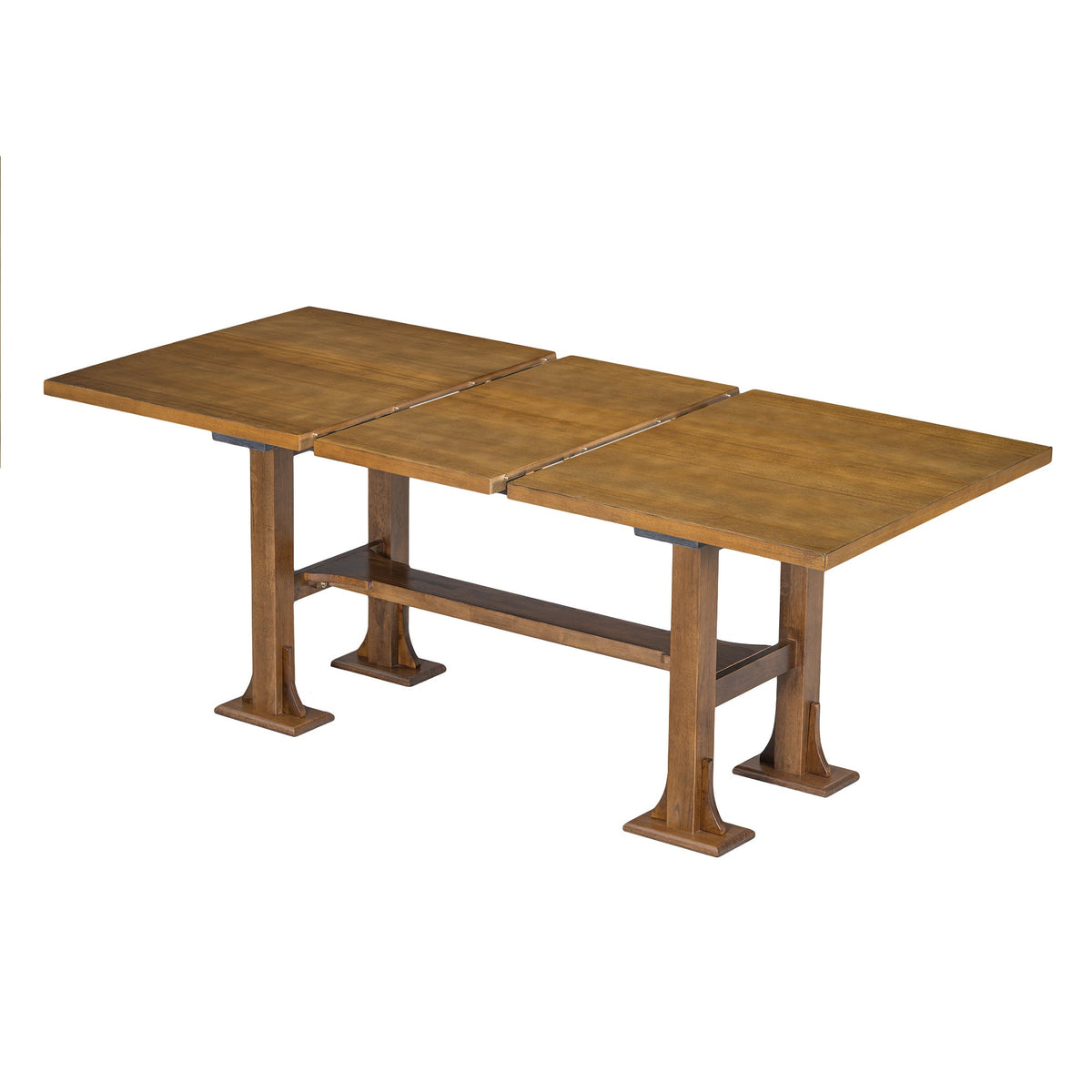 Farmhouse 76inch 6-Piece Extendable Dining Table Set Trestle Kitchen Table Set With 18inch Removable Leaf and Upholstere