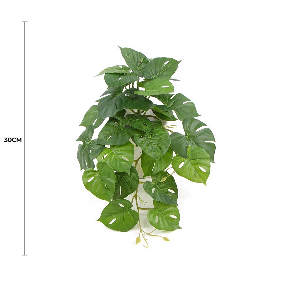 Decorative Ceramic Bowl Potted Artificial Monstera Plant 30cm