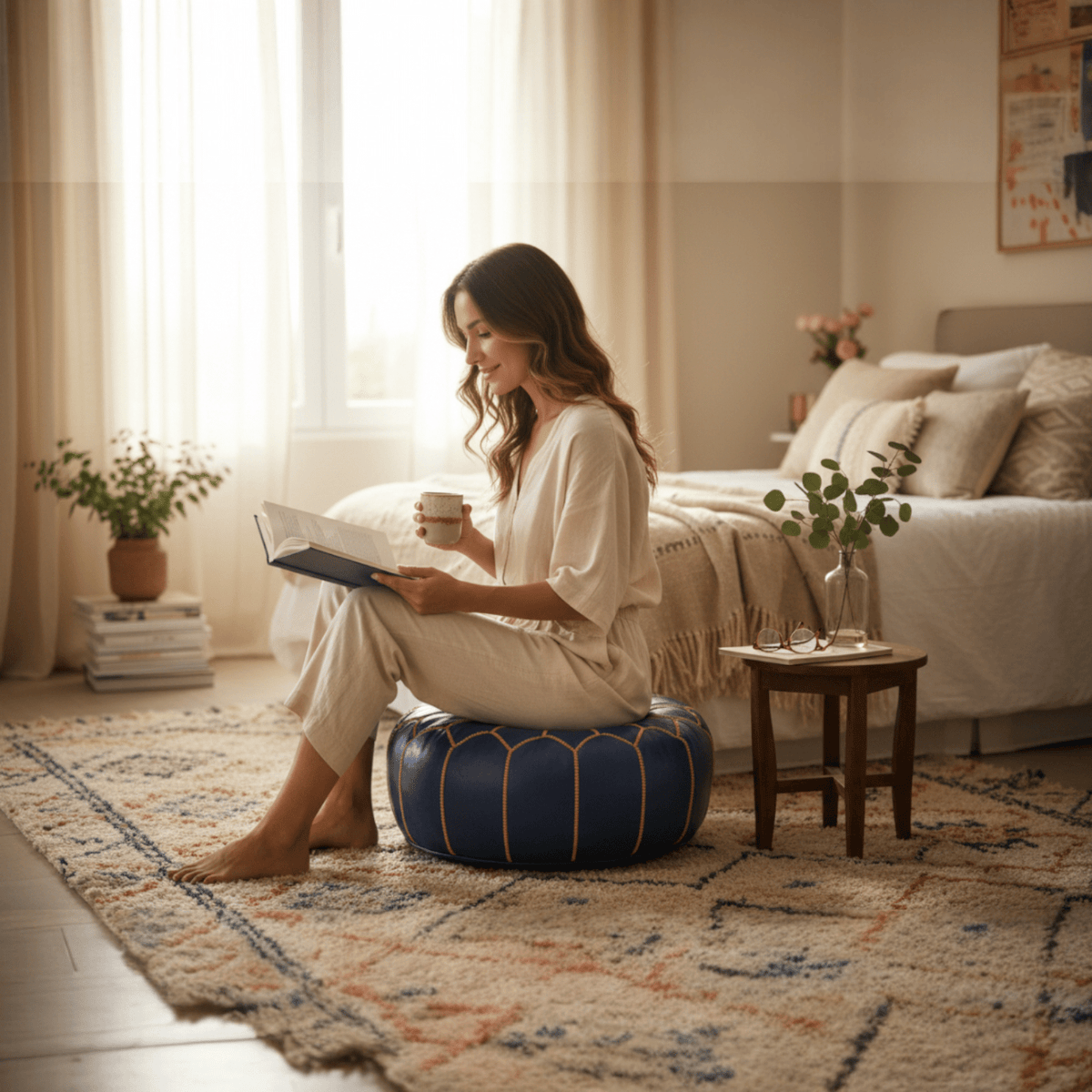 Leather Poufs Lamarocana