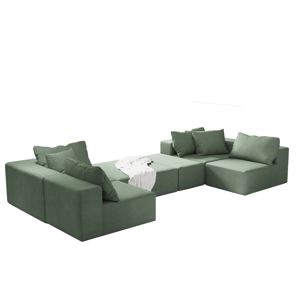 Sofá seccional tapizado moderno, conjunto de sofá modular en forma de L de 132" para sala de estar con 6 cojines, envío gratis