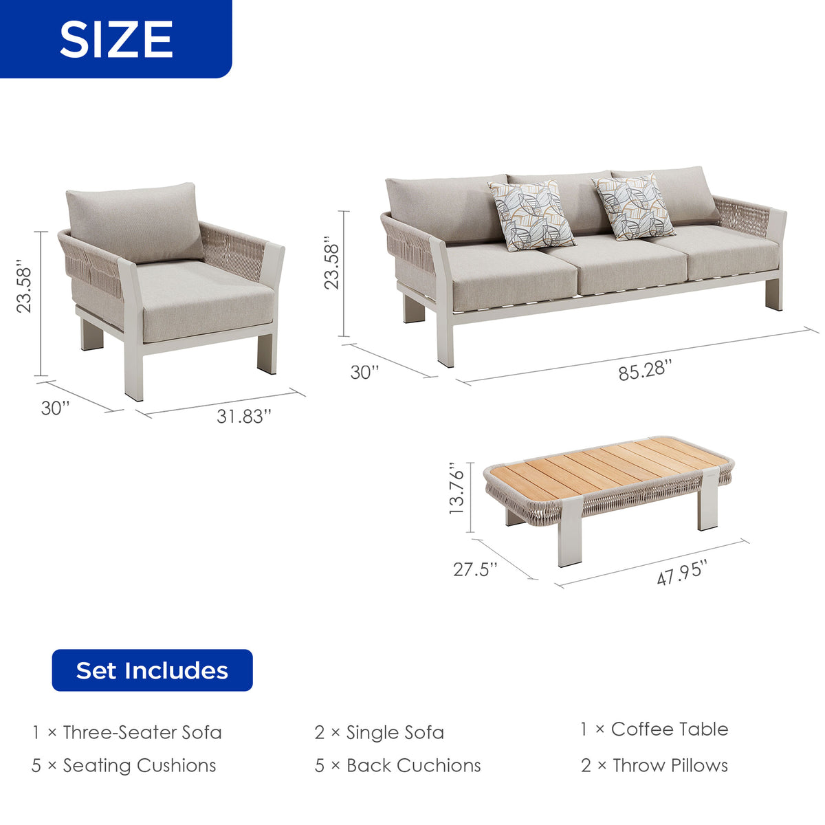 HIGOLD Borromeo Outdoor Sofa Set for 5-Series 2054