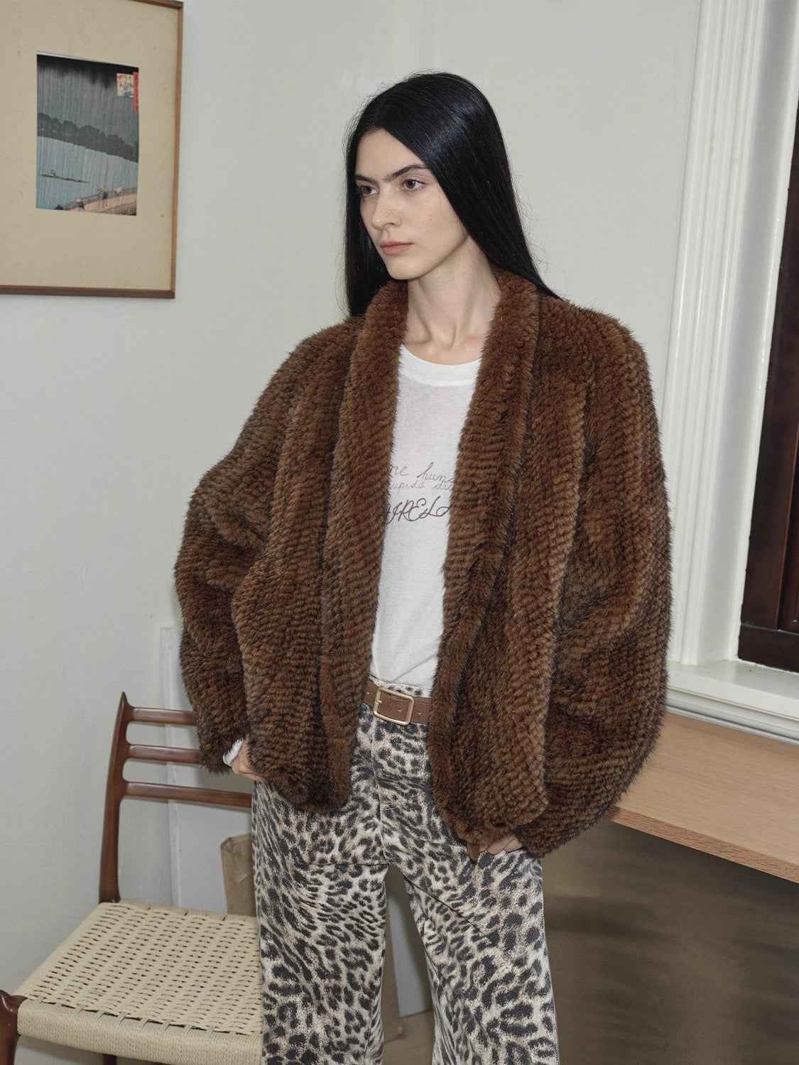 Dream Traveler Mink Vintage Light Luxury Texture Three-Dimensional Silhouette Knitted Mink Coat