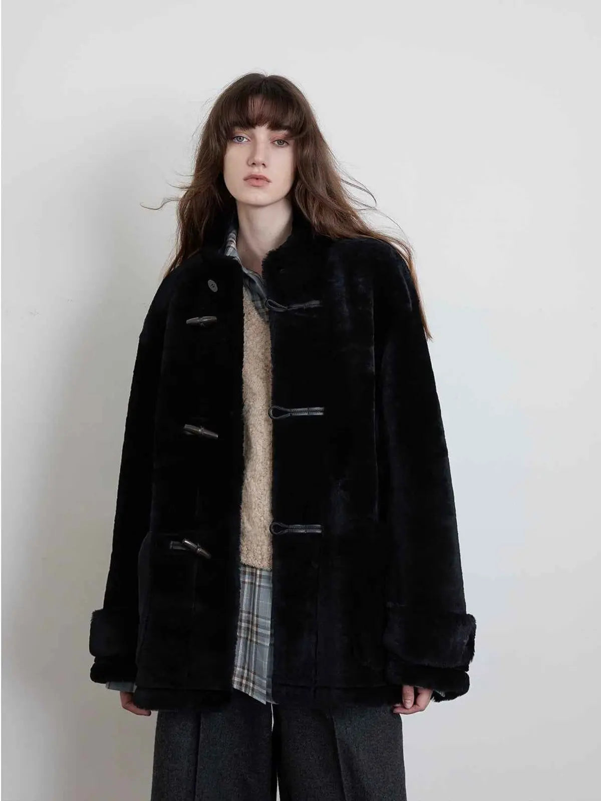 Fireladyfur Women's Long Sheepskin Jacket With Stand Collar“Dreamer”