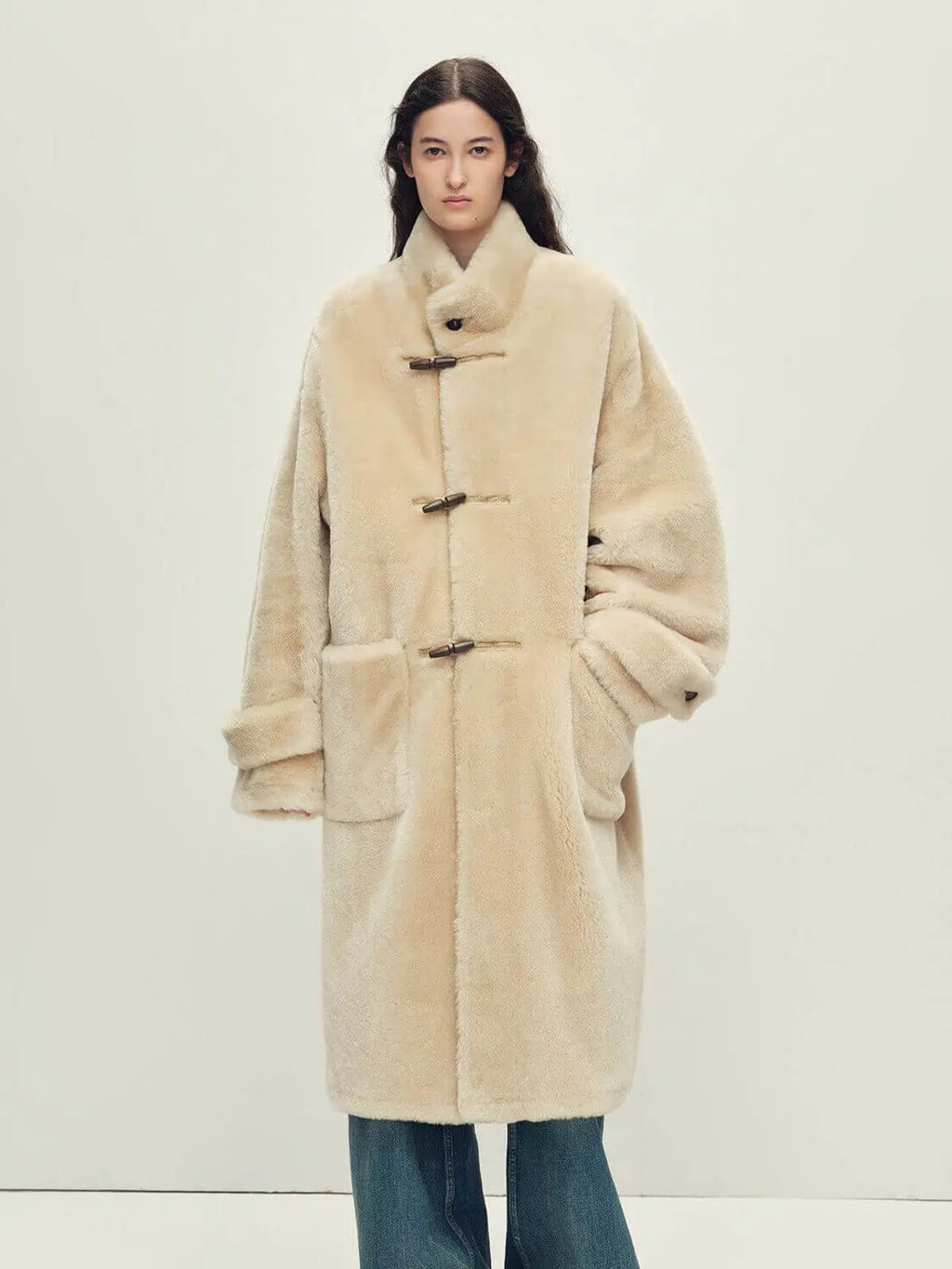 Fireladyfur Women's Long Sheepskin Jacket With Stand Collar“Dreamer”