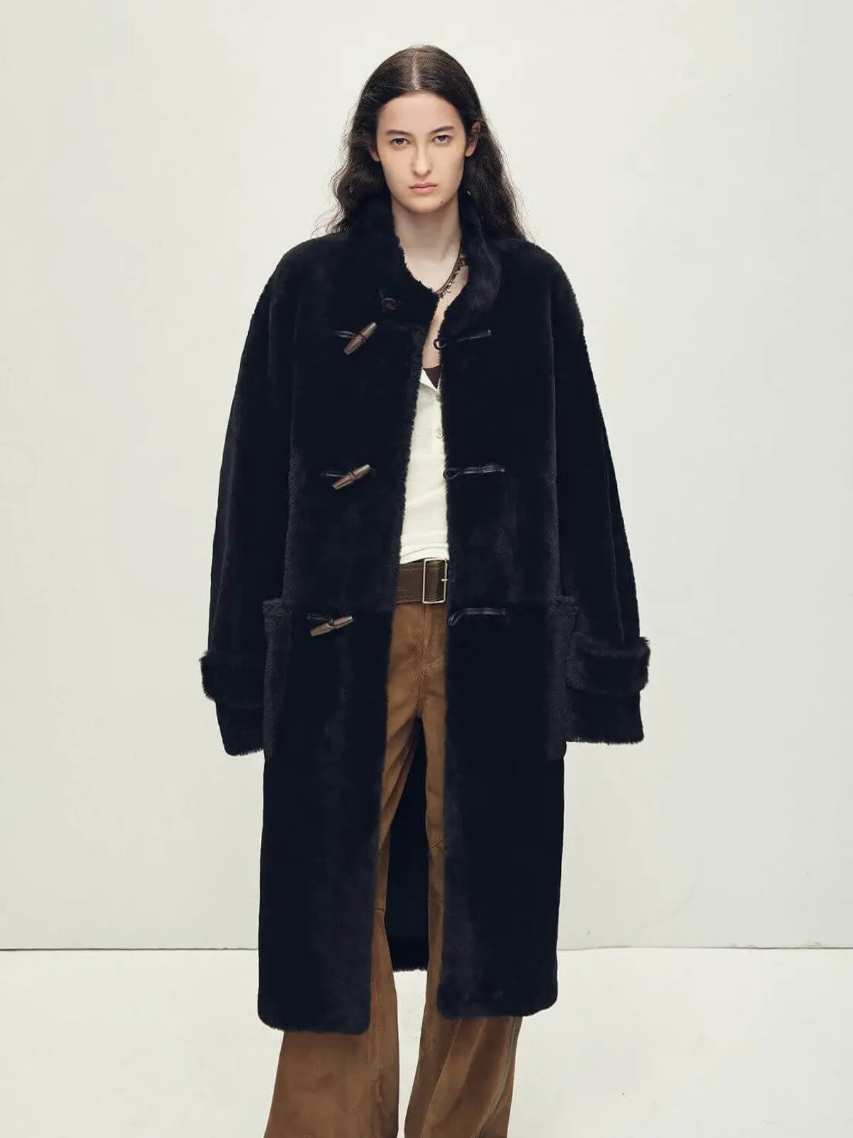 Fireladyfur Women's Long Sheepskin Jacket With Stand Collar“Dreamer”