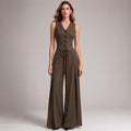 Pinstripe Cinched Waist Vest & Wide Leg Trousers 2-Piece Suit Set