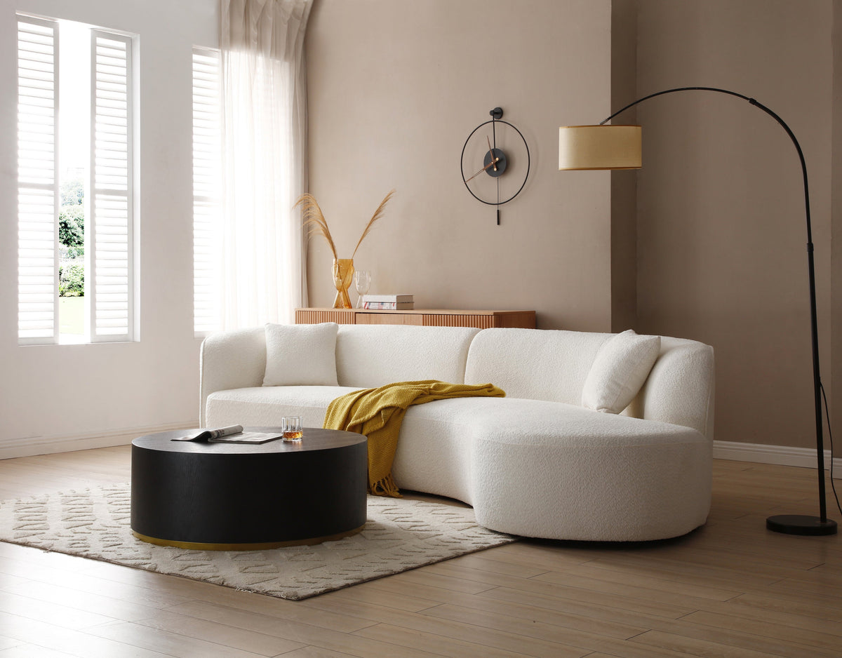 Luxury Modern Style Living Room Upholstery Curved Sofa With Chaise 2-Piece Set, Right Hand Facing Sectional,  Boucle Cou