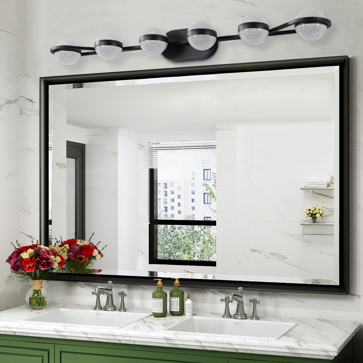 Vanity Lights With 6 LED Bulbs for Bathroom Lighting(Black)