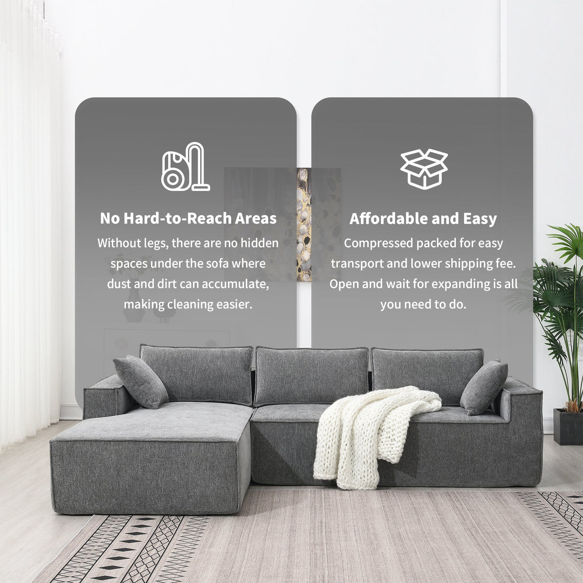 111.5*72"Minimalist Style Modular Sectional Sofa,Wrinkle-Resistant Chenille Couch Set,L-Shaped Sleeper Sofa Bed for Livi