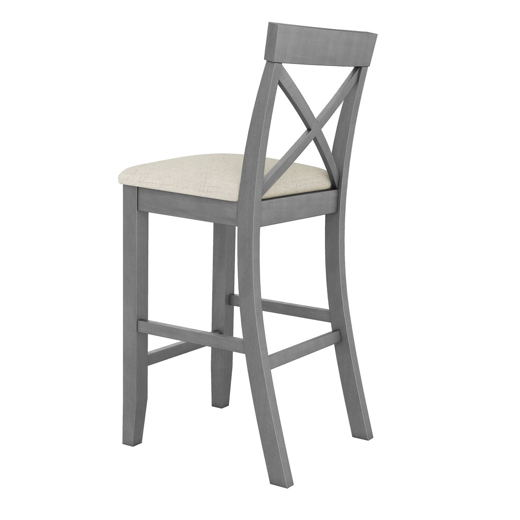 Farmhouse 48"Rectangular Wood Bar Height Dining Set Kitchen Breakfast Nook With 2 Chairs for Small Places,Gray