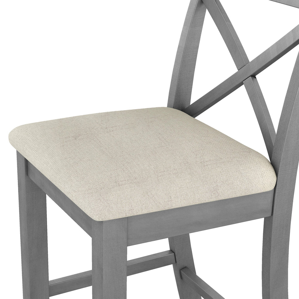 Farmhouse 48"Rectangular Wood Bar Height Dining Set Kitchen Breakfast Nook With 2 Chairs for Small Places,Gray