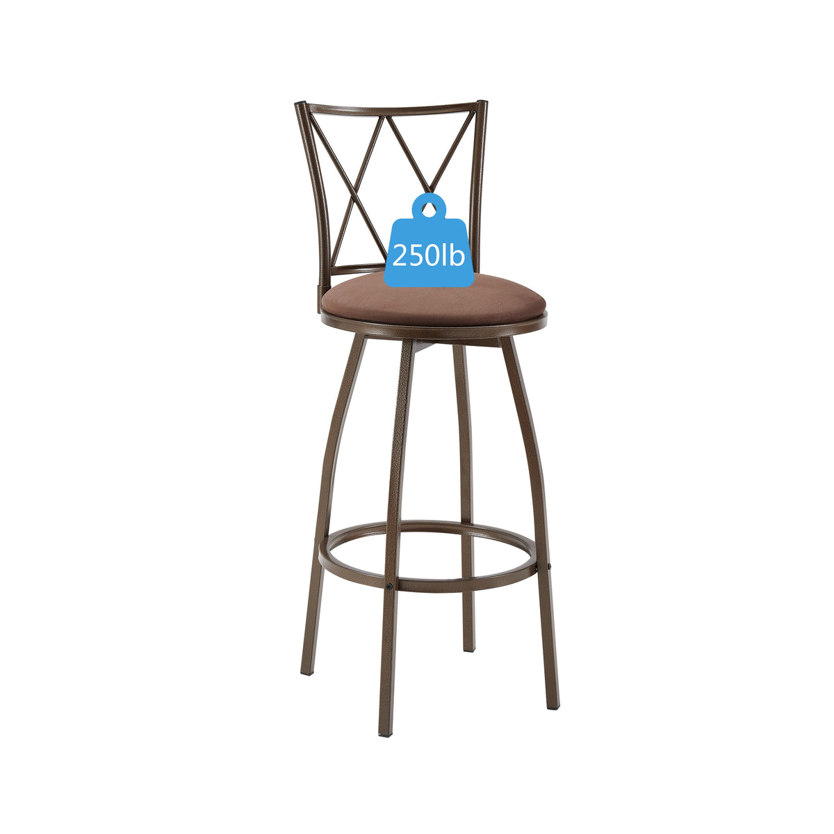 2 Piece Bar Stools, Bar Chairs, Brown Bar Stools,Country Style Industrial,Easy to Assemble, With Footrest for Indoor Bar