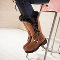 Low-cut Rabbit-fur-lined Mid-calf Boots
