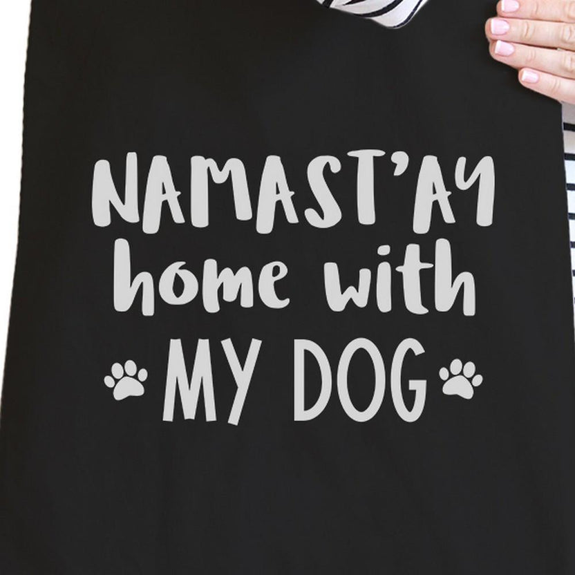 Torba płócienna Namastay Home With My Dog, czarna, uroczy prezent dla joginek