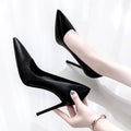 Matte Black Womens High Heels Stiletto-heel Non-slip Work Shoes For Commuting
