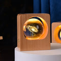 Nachtlicht mit Kristallkugel aus Buchenholz, 3D-Lasergravur, Elch/Qualle, LED-Nachtlichter, dimmbare USB-Lampe für Schlafzimmerdekoration, Geschenke, Heimdekoration