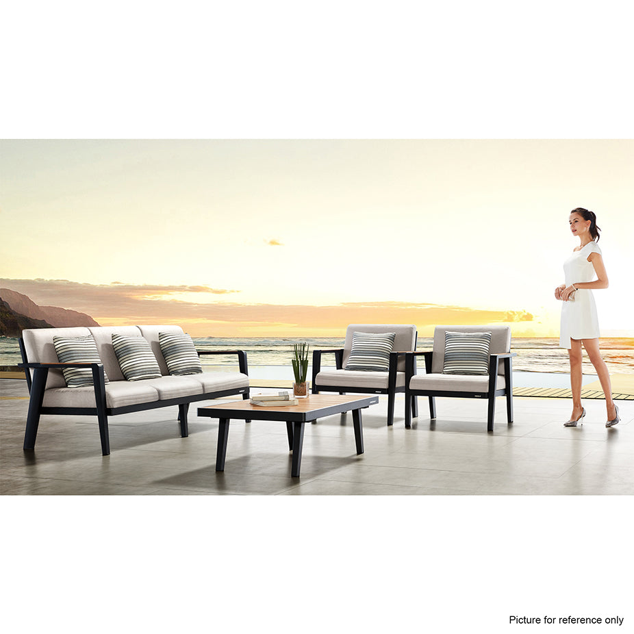 HIGOLD Emoti Aluminum Teak Patio Single Sofa - Series 6977