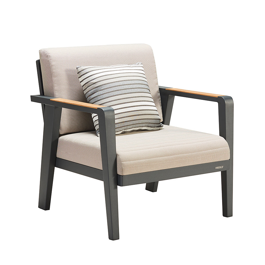 HIGOLD Emoti Aluminum Teak Patio Single Sofa - Series 6977